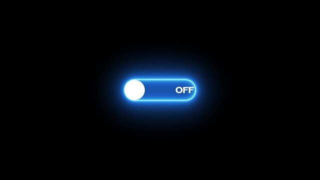 switch that changes from off to on. on from off button with neon button animation.