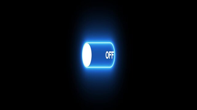 switch that changes from off to on. on from off button with neon button animation.