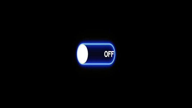 switch that changes from off to on. on from off button with neon button animation.