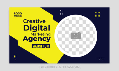 Thumbnail design for any videos. Editable video thumbnail and web banner for live workshop business template. Video cover photo for social media