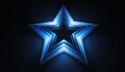 Blue star graphic on black background