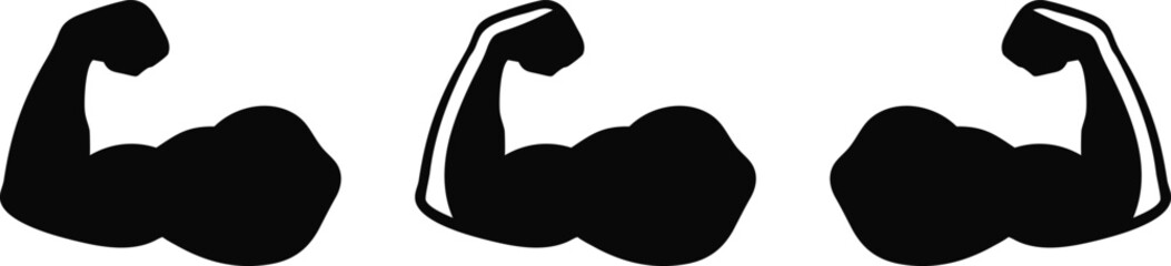 Biceps silhouette vector isolated emoji gesture flat illustration.