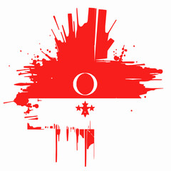 Flag Of Indonesia With Grunge Brush Strokes And Splatter Effect On White Background indonesian national