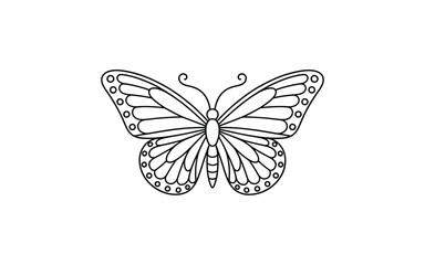 Butterfly Outline Illustration for Coloring, Design Projects, or Educational Use: Clean, Simple, Vector Image for Crafts and Creative Endeavors with Wings and Antennae