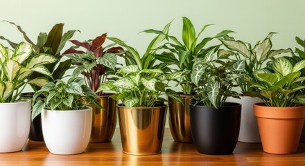 Obraz premium Beautiful Green Foliage Plants in Stylish Pots