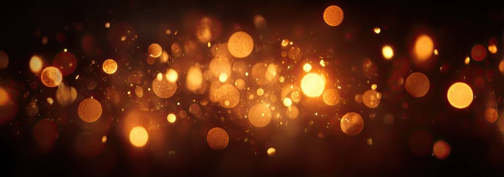 Abstract bokeh lights in warm gold and orange tones