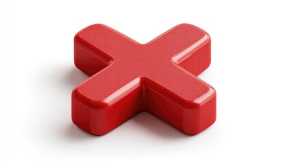 Red 3D cross symbol on white background (2)