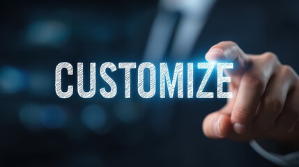 Business Professional Customizing Interface on Virtual Touch Screen, Boosting Creativity and Innovation.