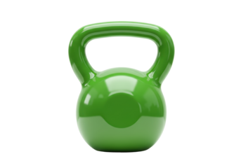 Isolated green kettlebell on a solid surface for fitness workouts at a gym or in your home