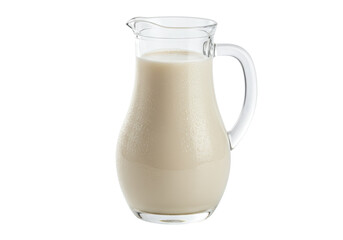 Isolated glass pitcher of plant-based milk or smoothie, beverage, organic, vegan drink