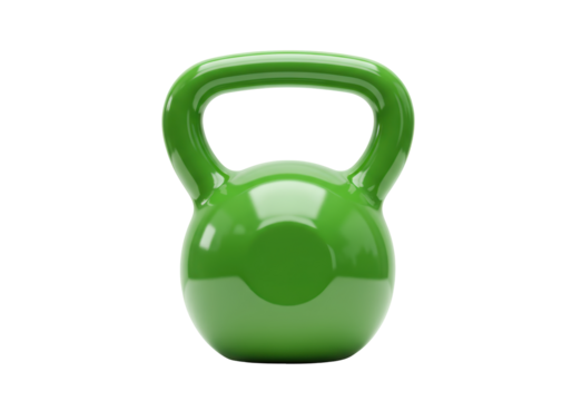 Isolated green kettlebell on a solid surface for fitness workouts at a gym or in your home
