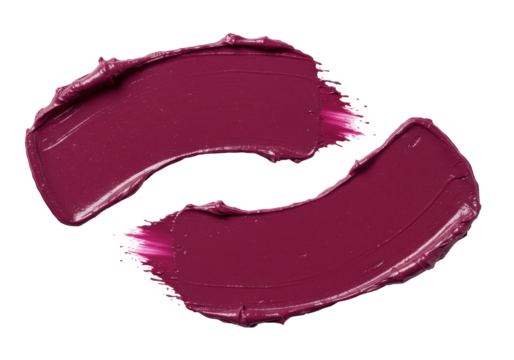 Isolated dark red lipstick smear strokes, brushstrokes for creative design, no background