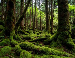 Obraz premium Lush mossy forest floor