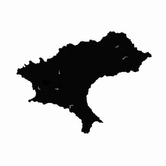 Obraz premium Black Silhouette Of A Country With Small White Marks Indicating Features white background