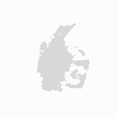 Light grey silhouette map of the Scandinavian Peninsula on a white background geography cartography