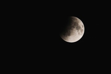 Moon partial eclipse. Lunar Eclipse on Sep 8, 2025. Chiang Mai Thailand