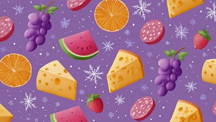 Food pattern on purple