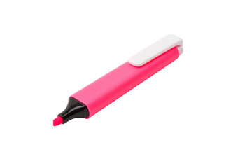 Isolated bright pink highlighter marker, school supply for students, office tool, stationery