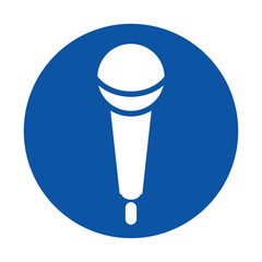 Simple Blue Icon of a Microphone in Circular Shape for Creative Projects