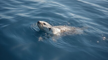 Sea Otter Swimming in Ocean Water