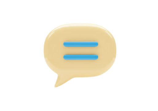 Isolated chat bubble with lines in middle, digital communication, 3D icon, messaging