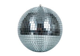 Isolated Silver Disco Ball ready for a night of dancing and fun, a classic symbol of parties