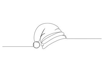 Continuous one line drawing Christmas hat