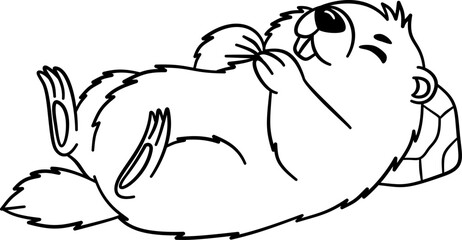Cute Marmot Outline Cartoon