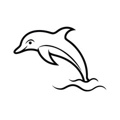 Obraz premium Dolphin jumping out of water minimalist line art