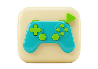 Isolated Video Game Controller Icon in Square Frame for UI UX Design Apps and Websites