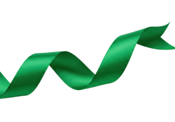 Isolated shiny green ribbon, curling for gift wrapping, art craft and decoration ideas