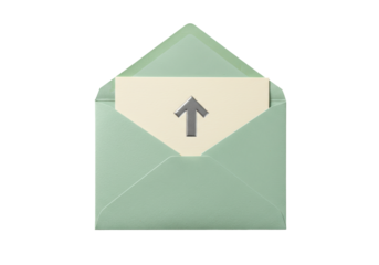 Isolated envelope with paper message, symbol of sending information on correspondence