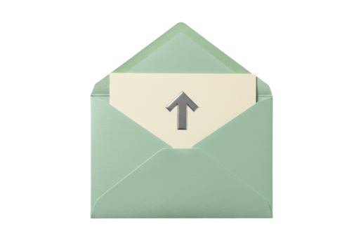 Isolated envelope with paper message, symbol of sending information on correspondence