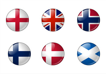 flags of countries as fabric badges