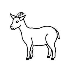 Goat with curved horn outline drawing