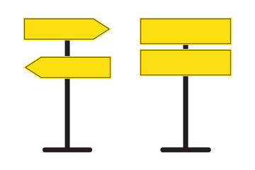 Set of yellow road signs on transparent background. Blank traffic road empty sign. Mock up template for your design. Vector illustration