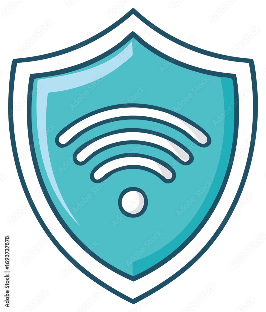 Poster shield icon with wifi symbol. concept of internet security and protection.