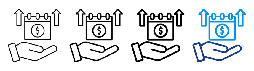 Annual Income Icon Different Style Outline Collection Set
