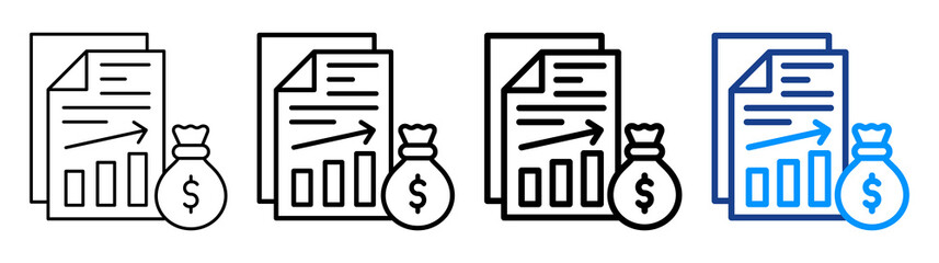 Financial Report Icon Different Style Outline Collection Set