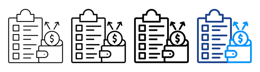 Expense Report Icon Different Style Outline Collection Set