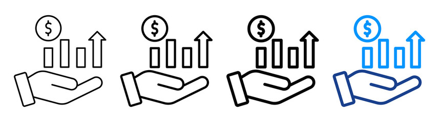Gross Profit Icon Different Style Outline Collection Set
