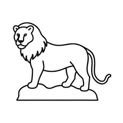 Lion standing on rock outline drawing