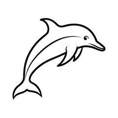 Leaping dolphin minimalist line art outline