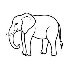 Mother elephant side view minimalist line art