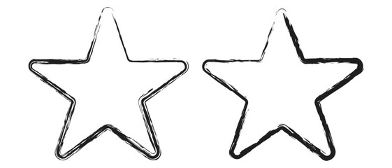 Star icon with grunge texture icon. Vintage retro style Black silhouette star Grungy artistic template isolated on white background. Vector illustration