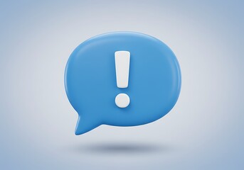Blue speech bubble with exclamation mark for important alerts and notifications