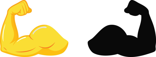 Biceps vector isolated emoji gesture flat illustration. 