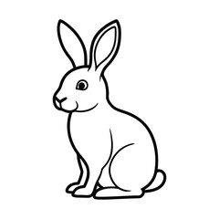 Rabbit sitting upright outline drawing