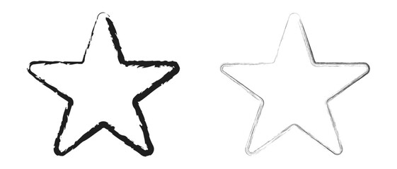 Star icon with grunge texture icon. Vintage retro style Black silhouette star Grungy artistic template isolated on white background. Vector illustration