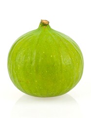 Single, vibrant green fig